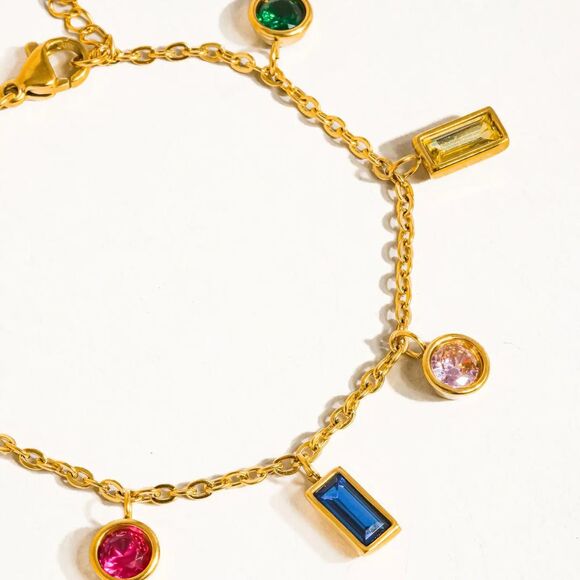 Sydney 18K Gold Non Tarnish Hypoallergenic Cubic Zirconia Tassel Bracelet - Picture 2 of 4